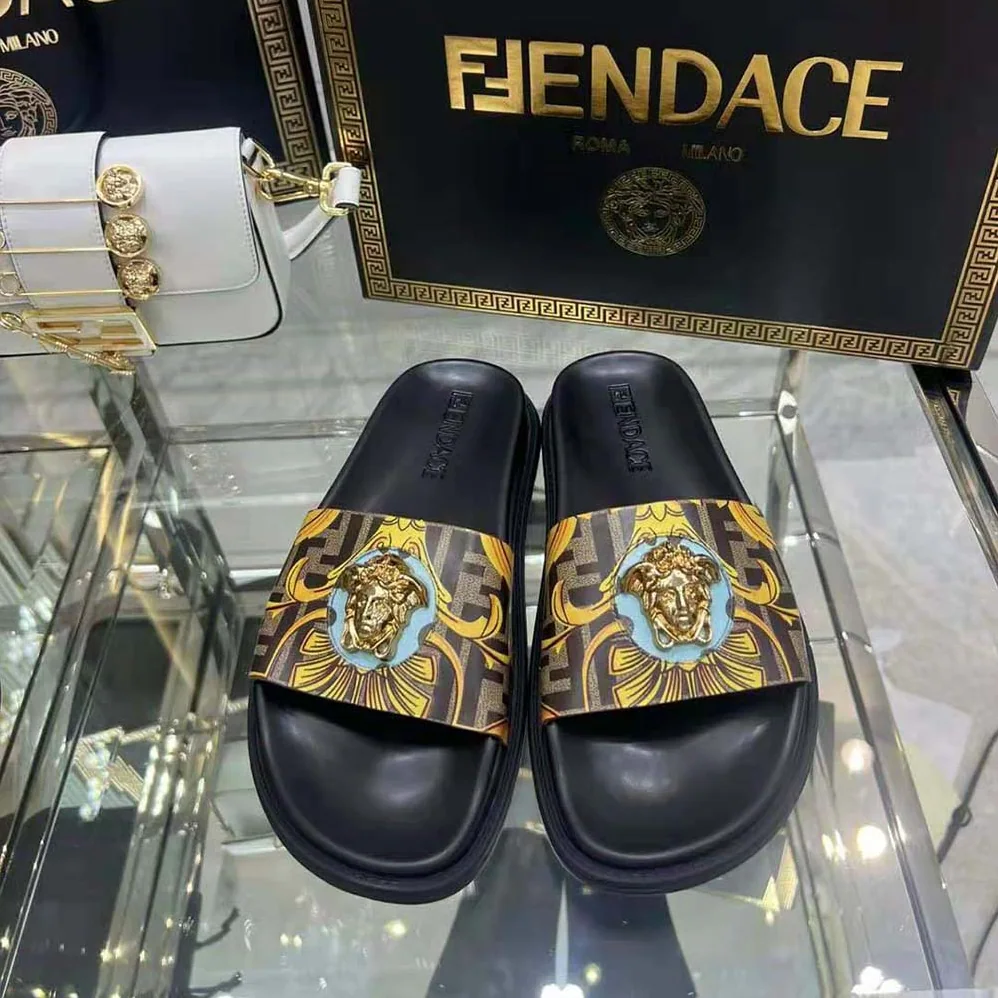 Versace Fendace wild Baroque Sliders for Unisex in Black