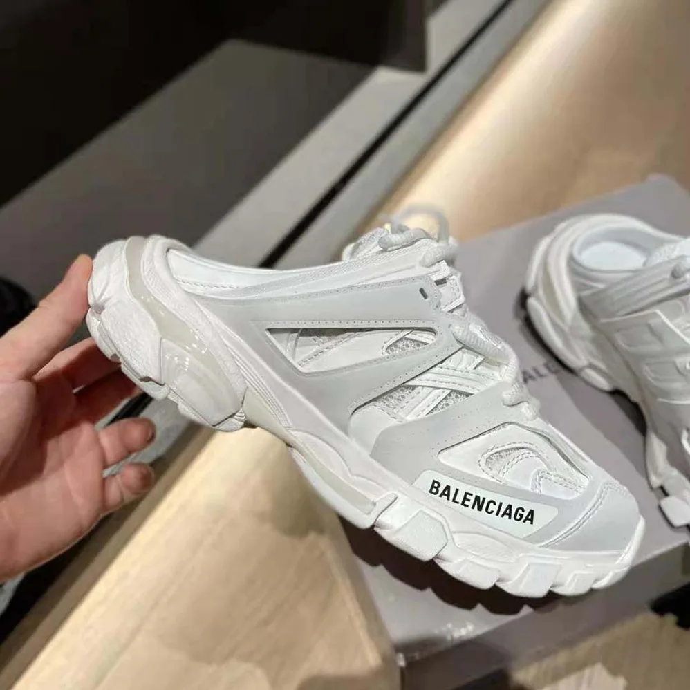 Balenciaga Track Mule in White Mesh and Nylon for Women Balenciaga Track Mule in White Mesh and Nylon for Women