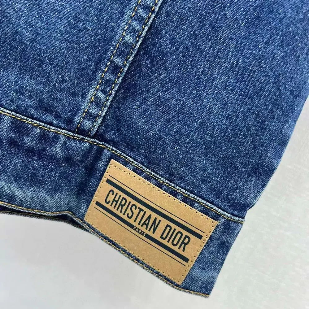 Dior Jacket Blue Stonewashed Cotton Denim with Dior Oblique Interior for Women