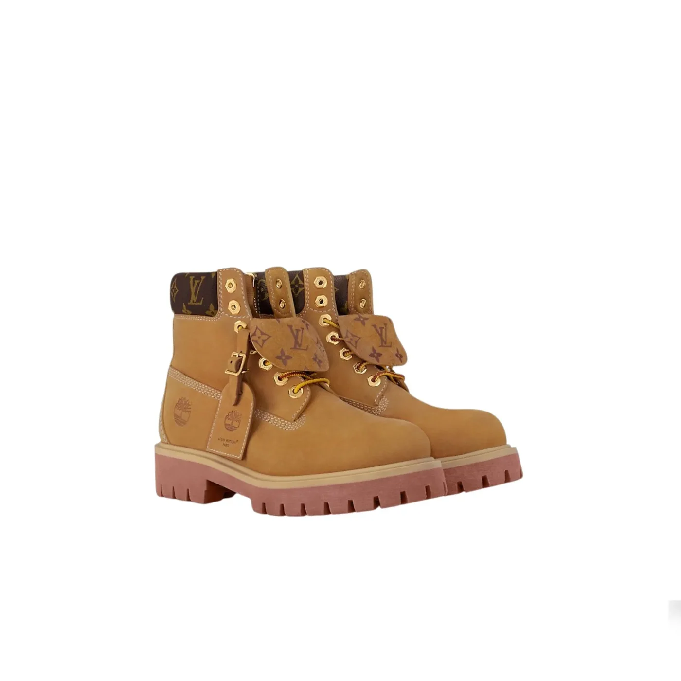 Louis Vuitton LV x Timberland Ankle Boots Beige 1AD74Z Louis Vuitton LV x Timberland Ankle Boots Beige 1AD74Z