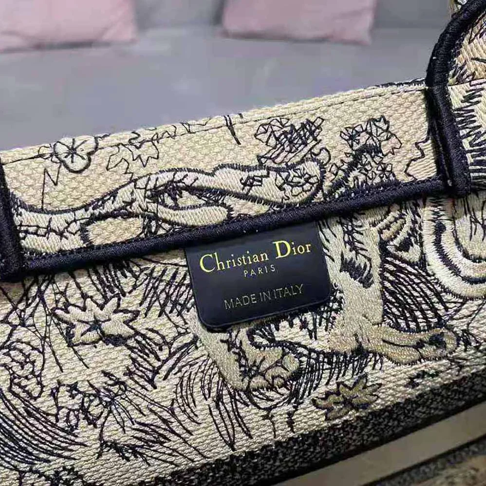 Dior Medium Dior Book Tote Brown Toile de Jouy Embroidery for Women