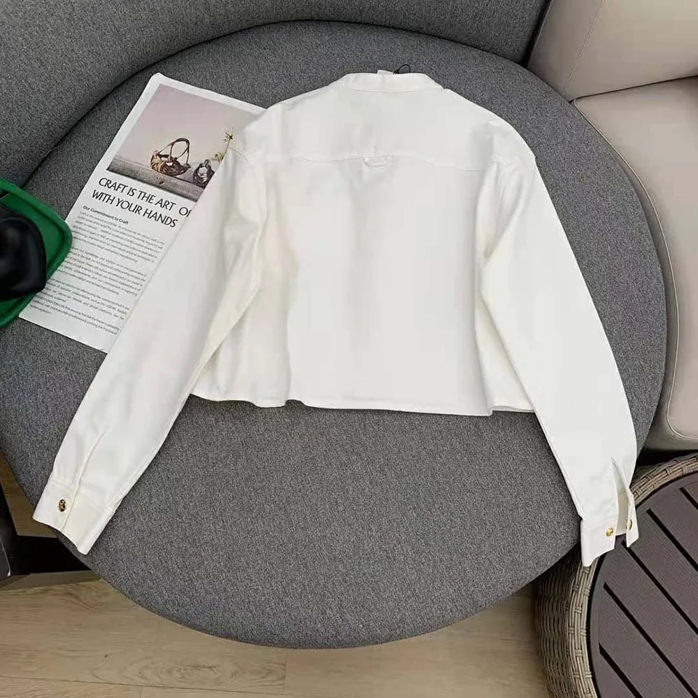 Celine Triomphe Pea Jacket in Optic White Denim for Women