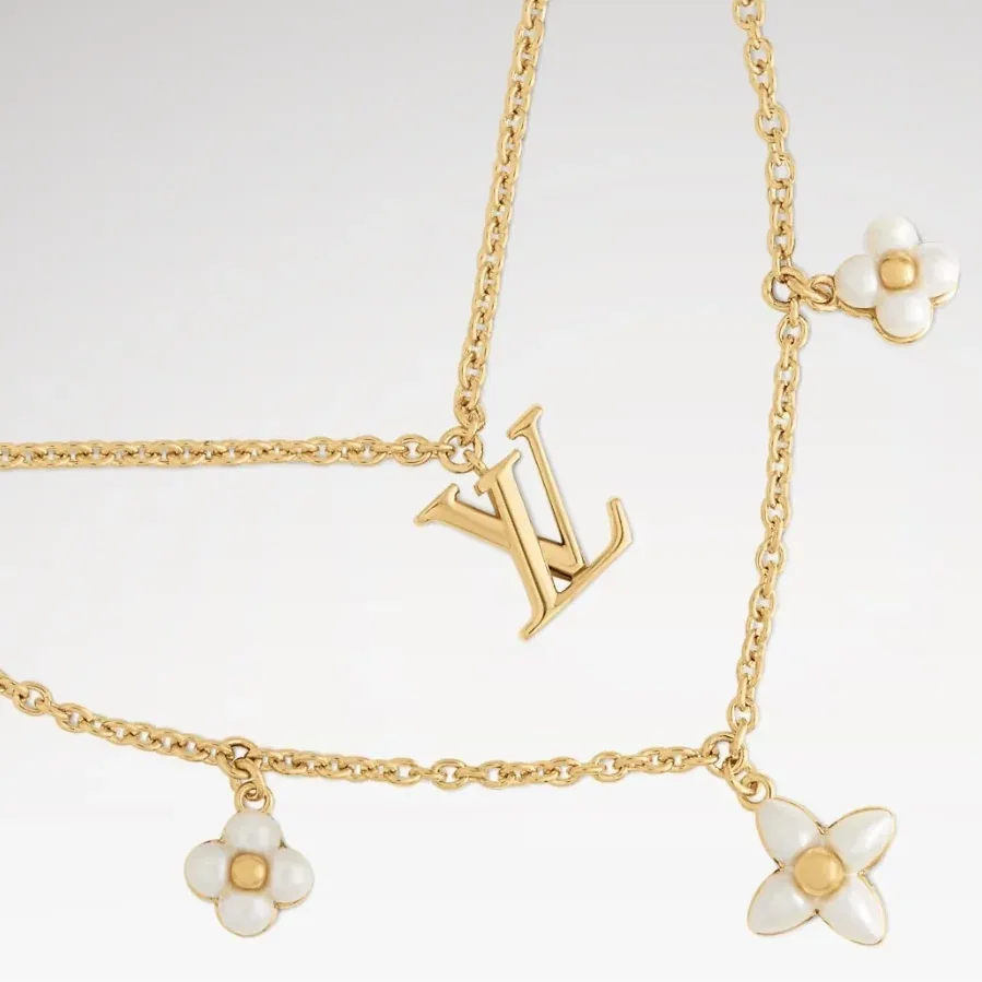 Louis Vuitton LV Floragram Necklace White Gold Hardware