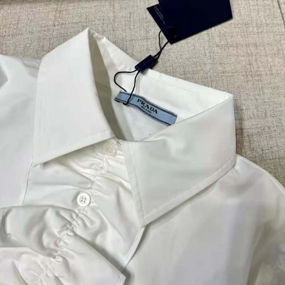 Prada Poplin Shirt with Triangle Logo with Sartorial Label for Women
