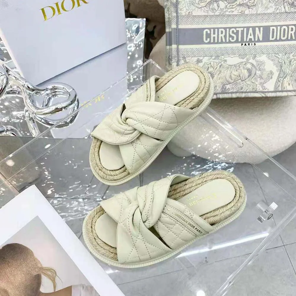 Dior Dtwist Slide White Cannage Lambskin for Women Dior Dtwist Slide White Cannage Lambskin for Women