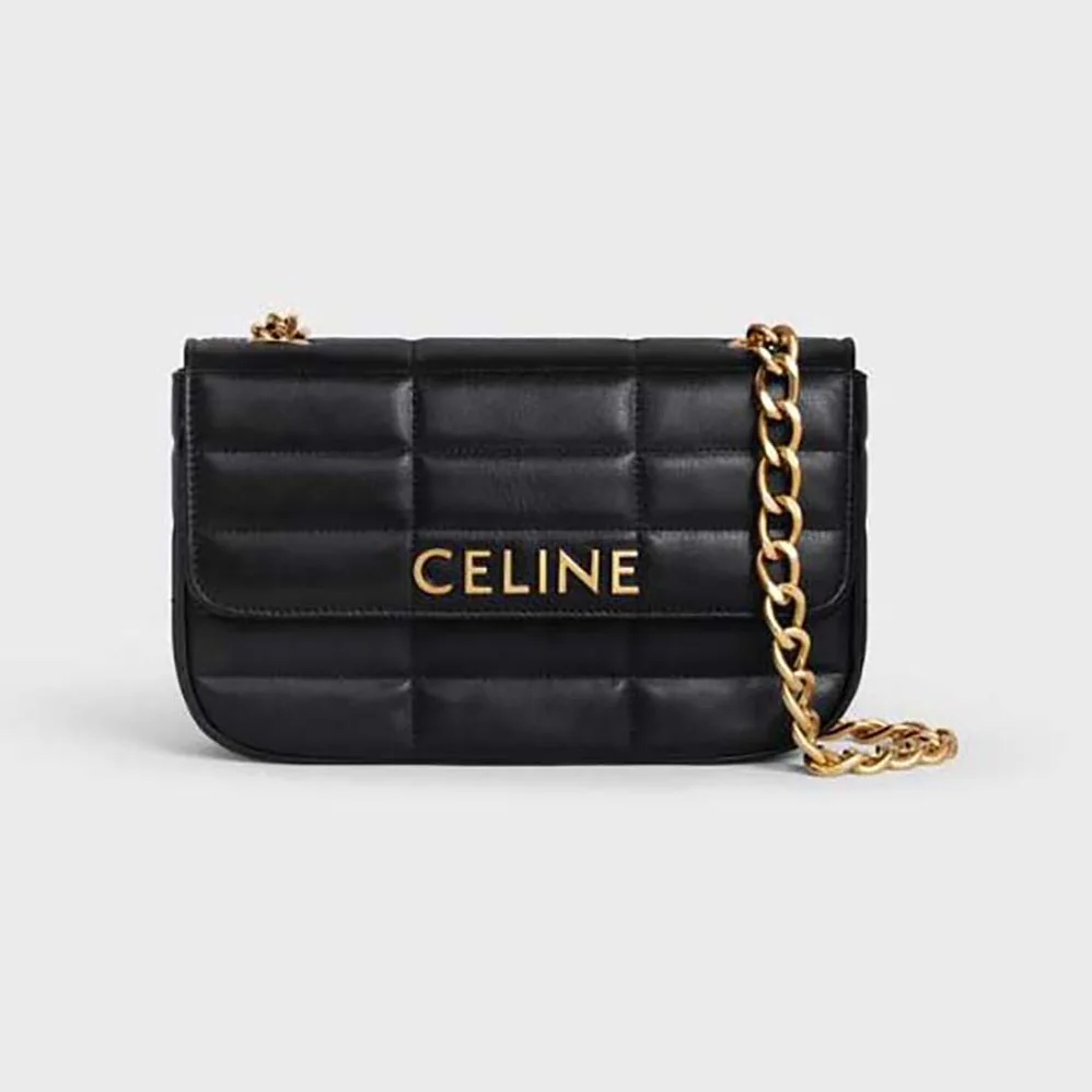 Celine Chain Shoulder Bag Matelasse Monochrome Celine in Quilted Goatskin for Women in Gold