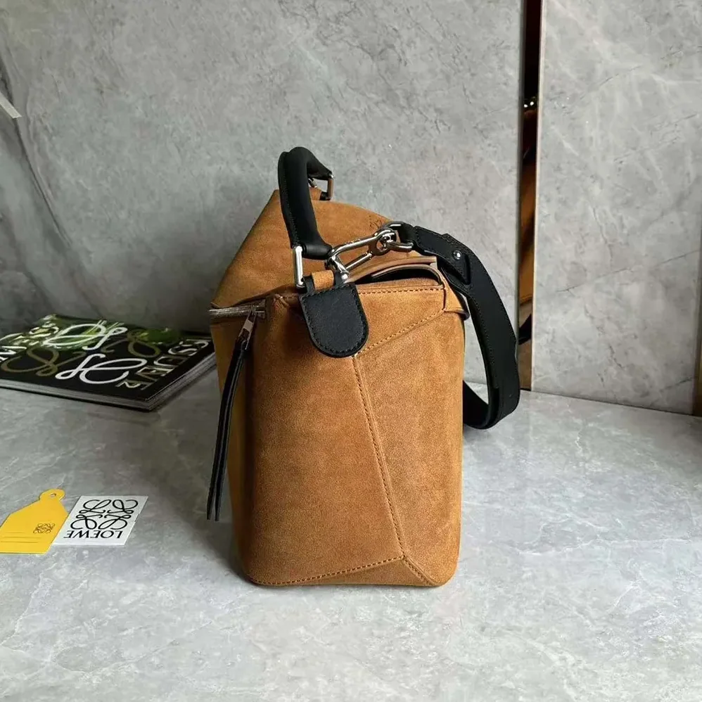 Loewe Puzzle Bag in Suede Calfskin for Unisex in Brown