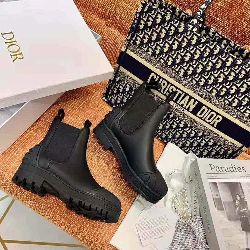 Dior Dioriron Ankle Boot Black Rubber and Calfskin for Women Dior Dioriron Ankle Boot Black Rubber and Calfskin for Women