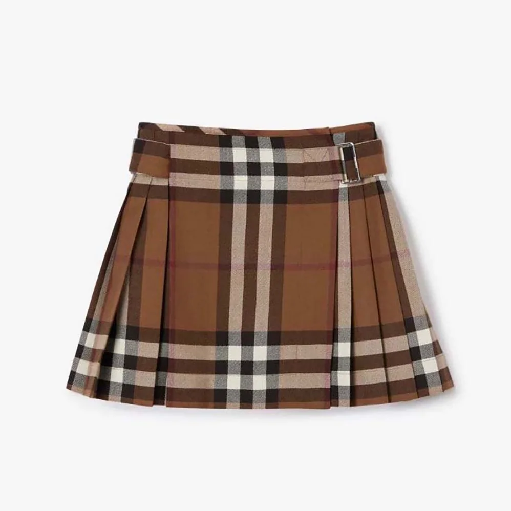 Burberry Check Wool Pleated Skirt for Women Burberry Check Wool Pleated Skirt for Women