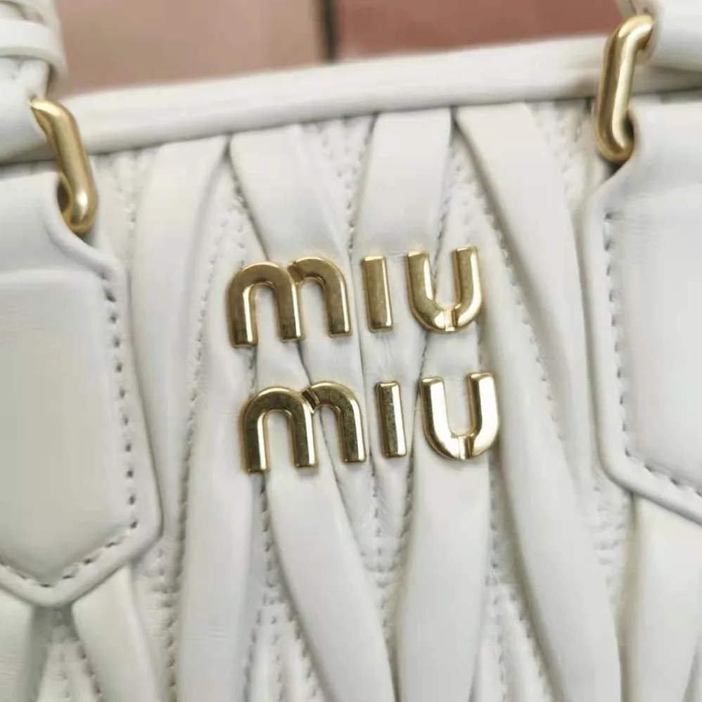 Miu Miu Matelassé Nappa Leather Top-Handle Bag for Women in White