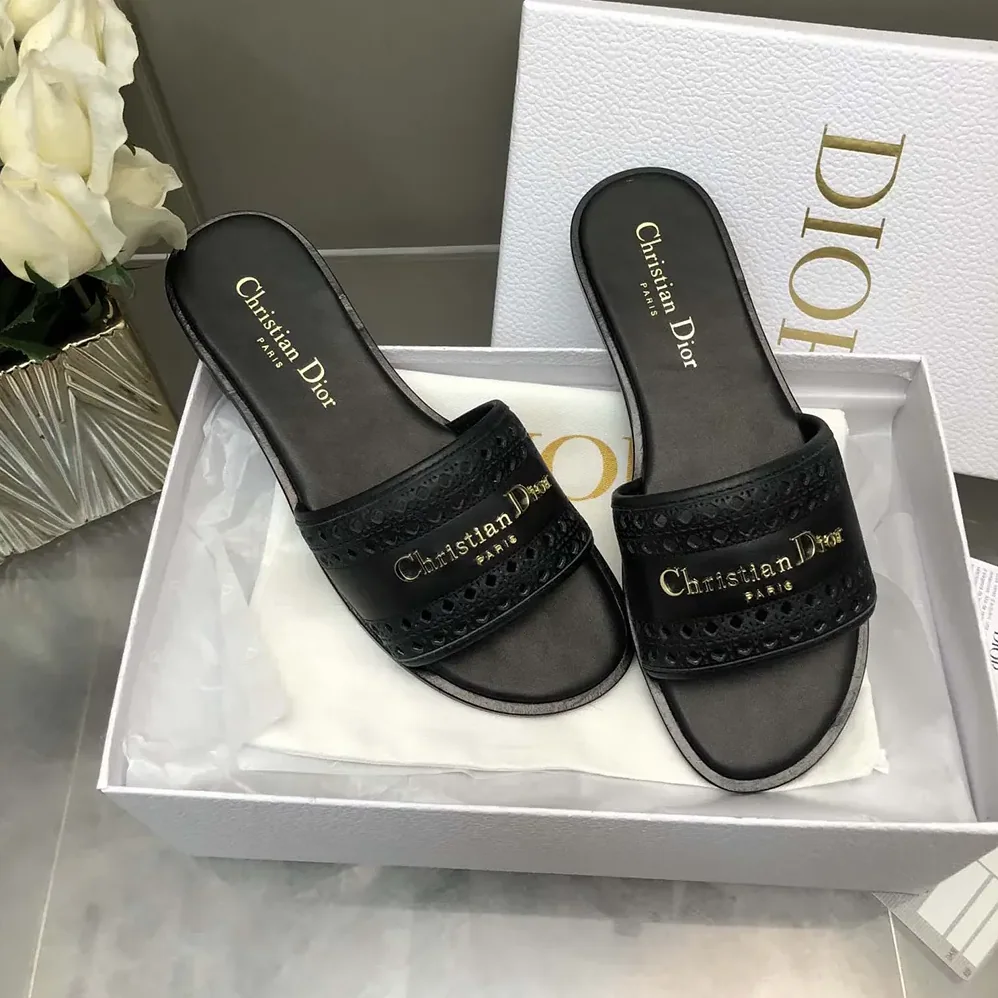 Dior Black Calfskin with Openwork Microcannage Motif for Women