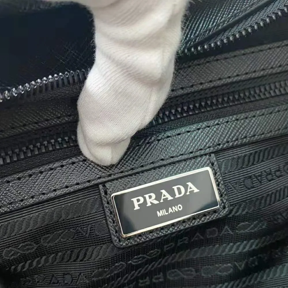 Prada Brique Saffiano Leather Cross-Body Bag for Men in Black