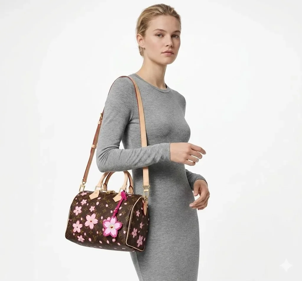 Louis Vuitton LV x TM Speedy Bandouliere 25 Top Handle Bag in Sakura Brown Gold Hardware