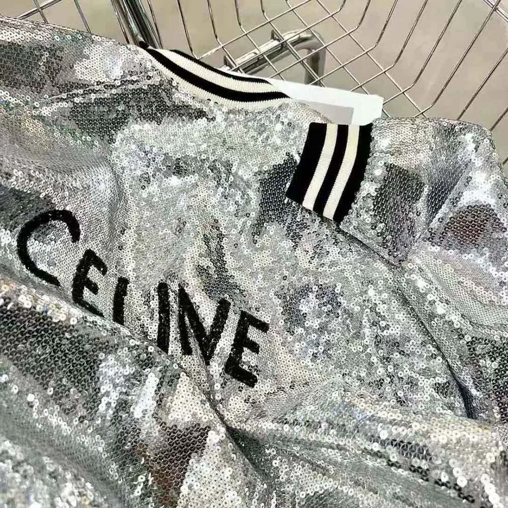 Celine Teddy Jacket in Cotton Fleece for Women in Silver