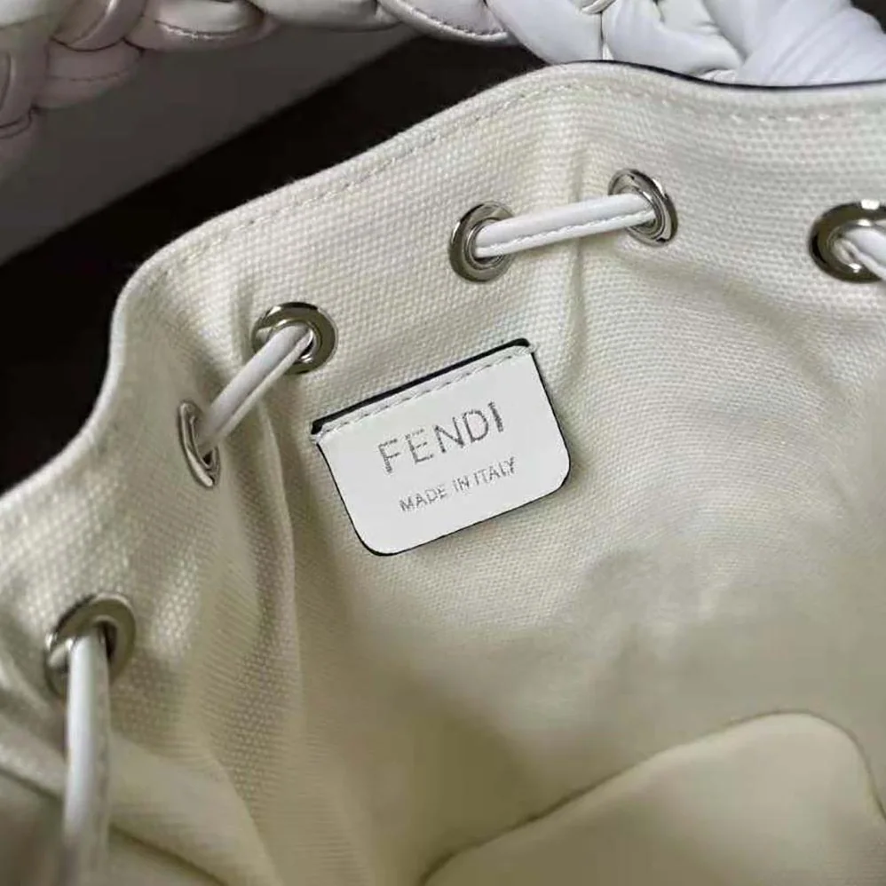 Fendi Mon Tresor Black and White Canvas Mini for Women in bag with FF Embroidery