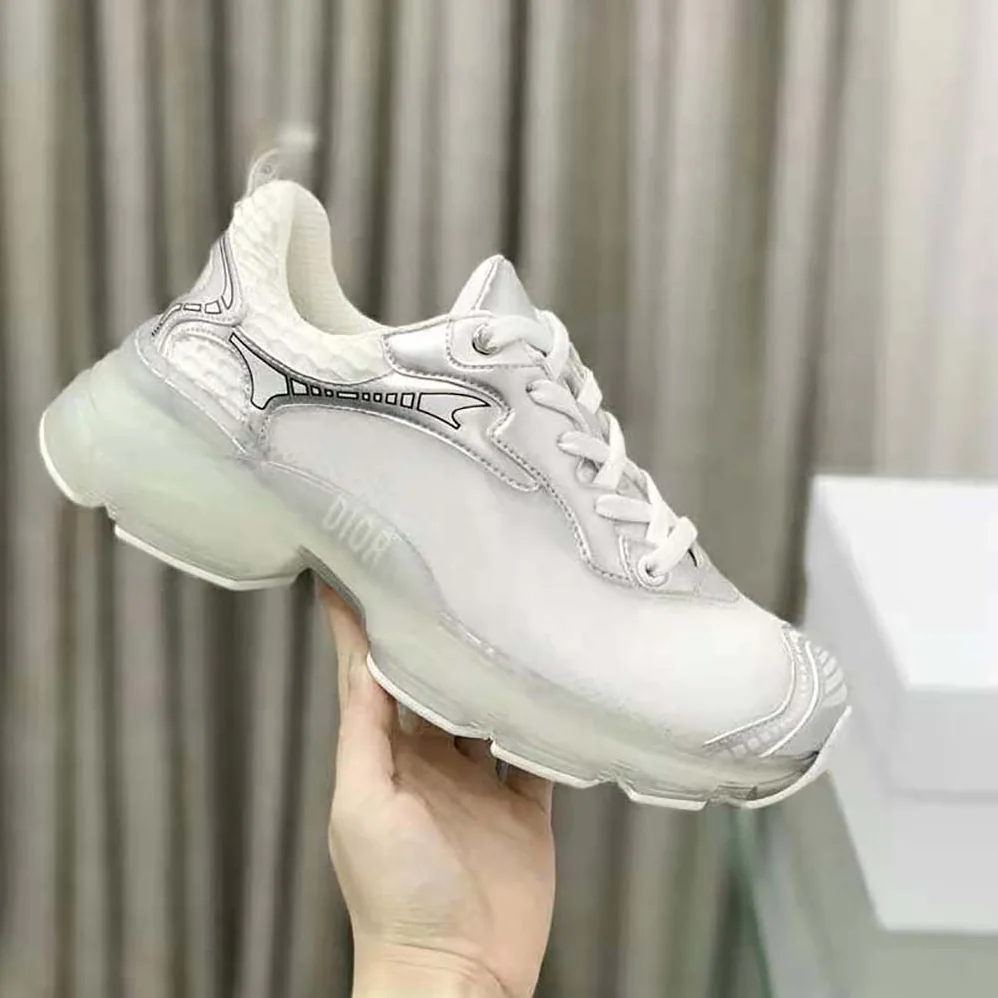 Dior Vibe Sneaker White Mesh and Silver for Women in Tone Leather Dior Vibe Sneaker White Mesh and Silver for Women in Tone Leather