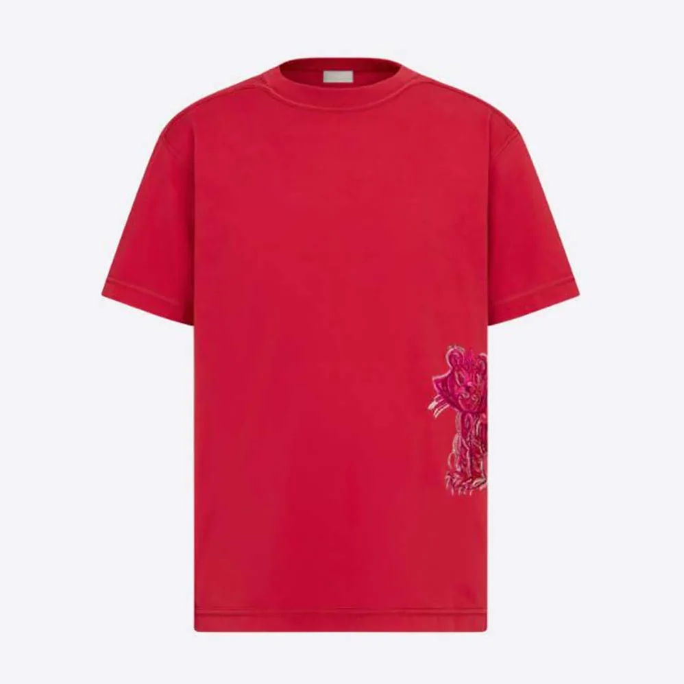Dior Dior and Kenny Scharf T-shirt Relaxed Fit Red Cotton Jersey for Men Dior Dior and Kenny Scharf T-shirt Relaxed Fit Red Cotton Jersey for Men