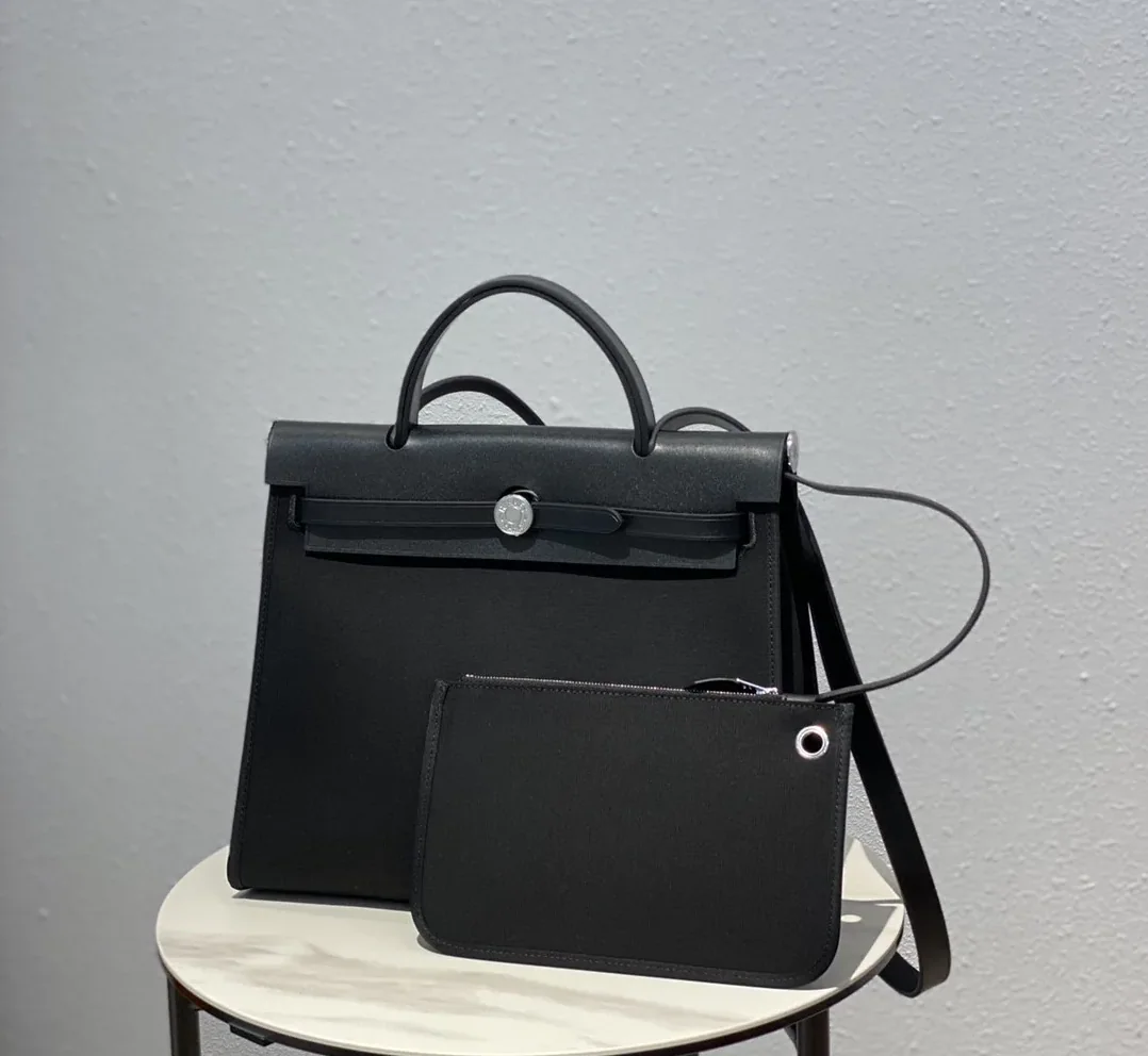 Hermes Herbag Zip Bag Black, Silver Toned Hardware Bag Hermes Herbag Zip Bag Black, Silver Toned Hardware Bag
