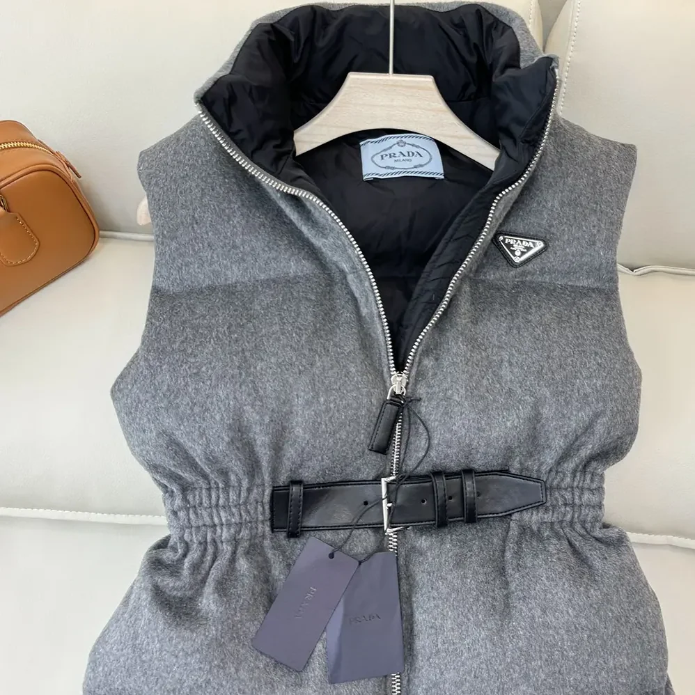 Prada Loden Down Vest for Women in Grey