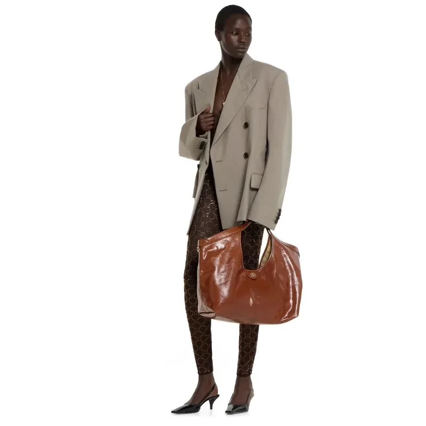 Gucci Giglio Large Tote Bag in Dark Brown Gold Hardware
