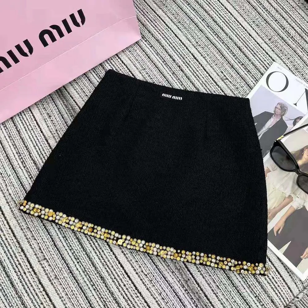 Miu Miu Embroidered Tweed Miniskirt-MG2135_139N_F0002 for Women Miu Miu Embroidered Tweed Miniskirt-MG2135_139N_F0002 for Women