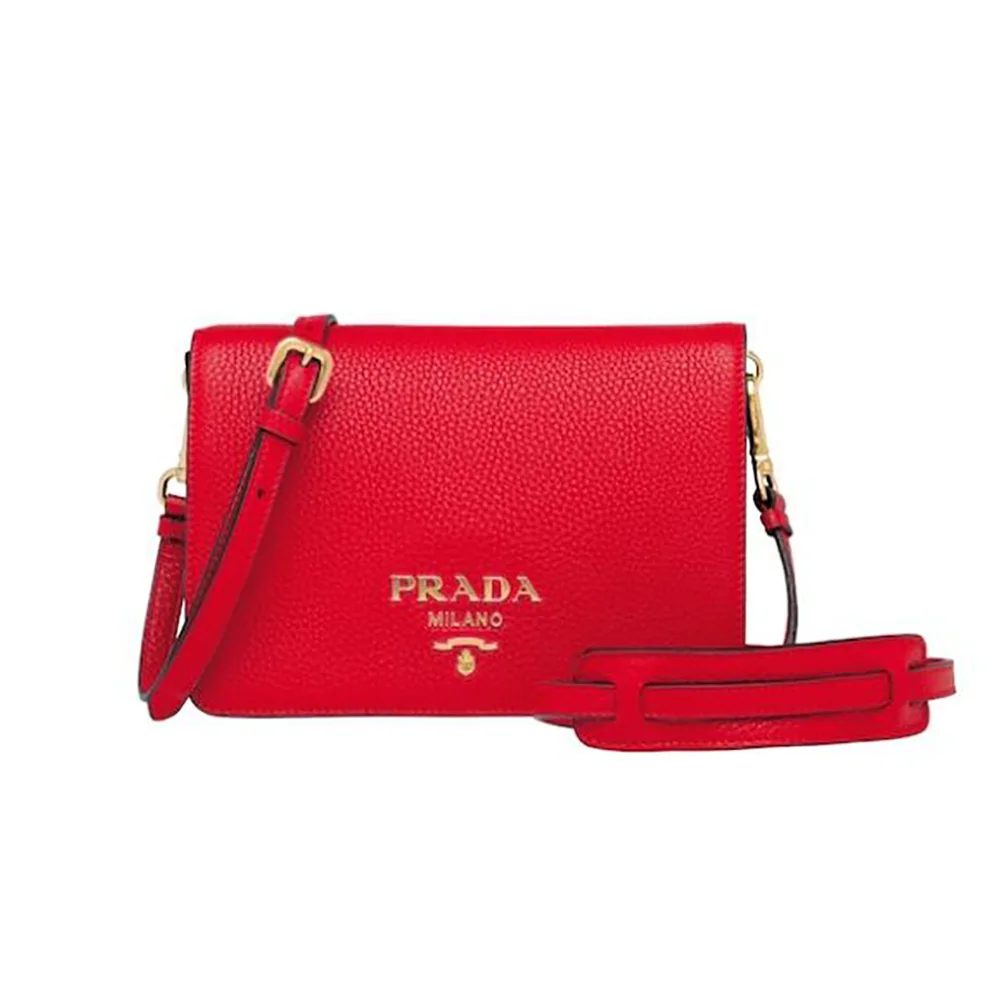 Prada Calf Leather Shoulder Bag for Women in Red