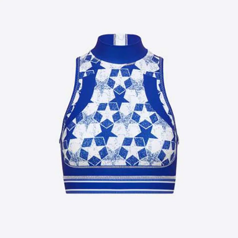 Dior Sports Bra Fluorescent Blue Dior Étoile Technical Jersey for Women Dior Sports Bra Fluorescent Blue Dior Étoile Technical Jersey for Women