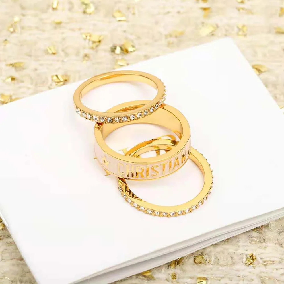 Dior Code Ring Set Pink-Finish Metal, Pink Crystals and Placid Blue Lacquer for Women