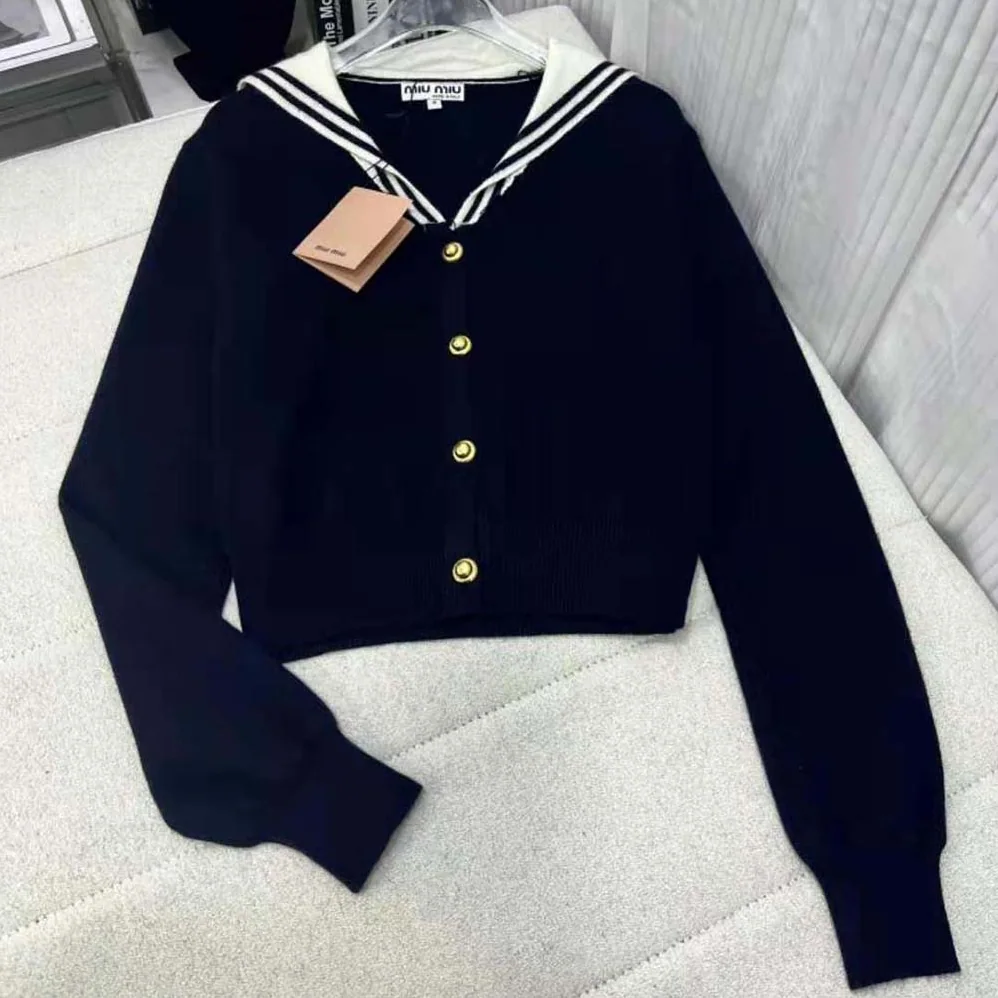 Miu Miu Cashmere Cardigan with Intarsia Logo for Women Miu Miu Cashmere Cardigan with Intarsia Logo for Women