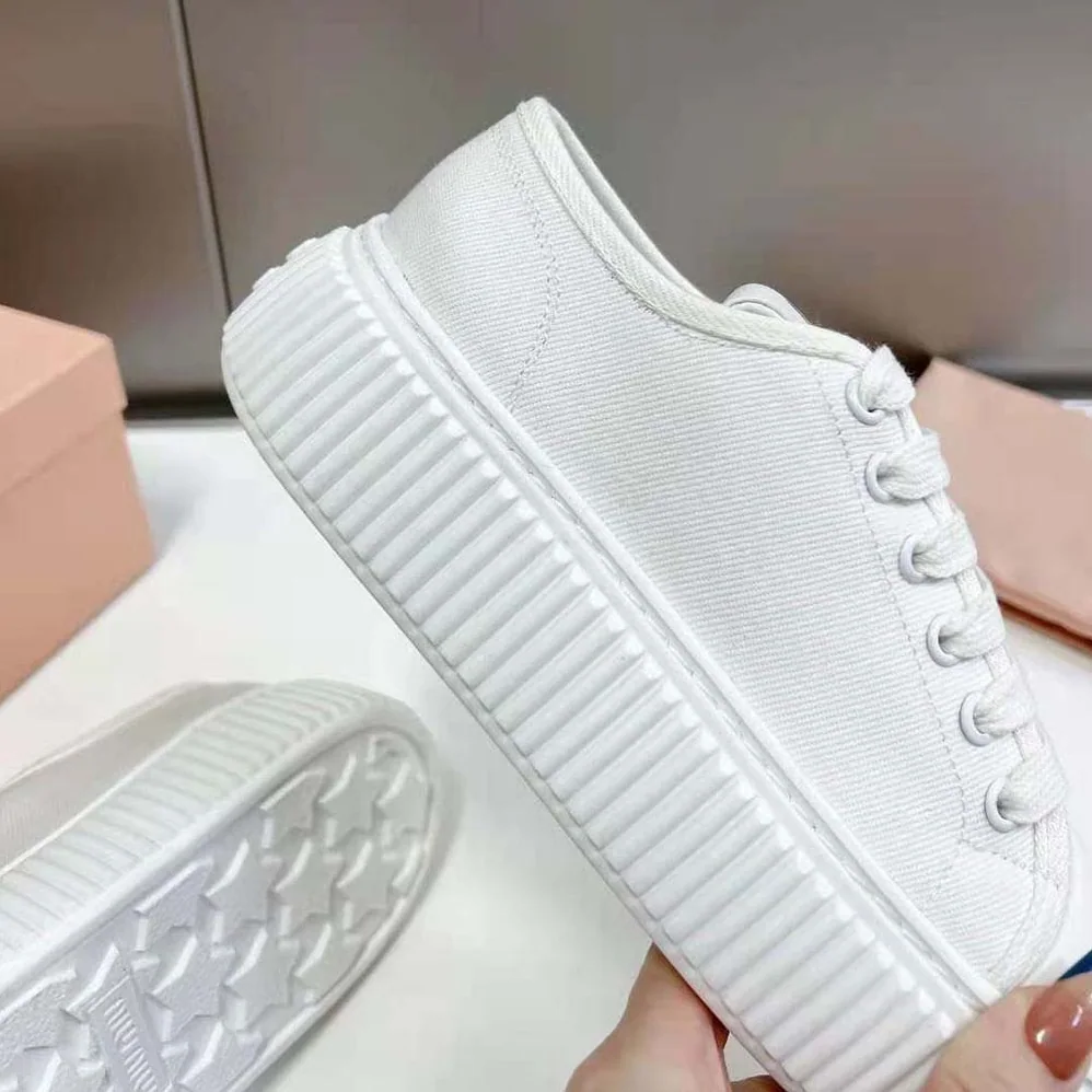 Miu Miu Denim Sneakers EVA Sole with Logo for Women in White