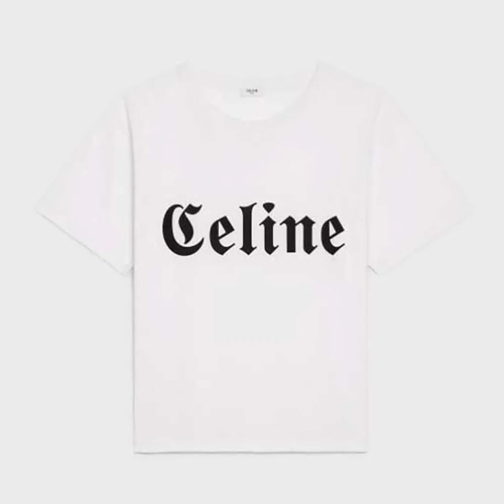 Celine Gothic T-shirt in Cotton Jersey for Women in White Celine Gothic T-shirt in Cotton Jersey for Women in White