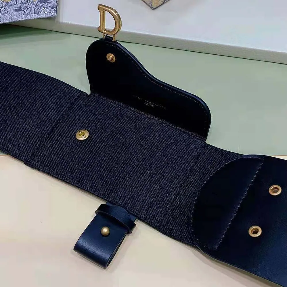 Dior Saddle Belt Black Smooth Calfskin and Technical Fabric 80 MM for Women