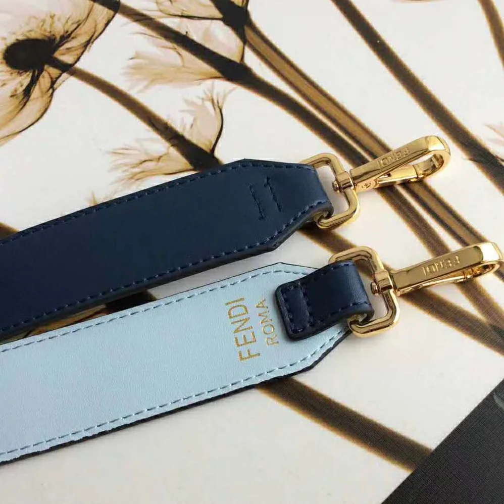 Fendi Kan I F Pale Blue Leather Bag with Exotic Details for Women Fendi Kan I F Pale Blue Leather Bag with Exotic Details for Women