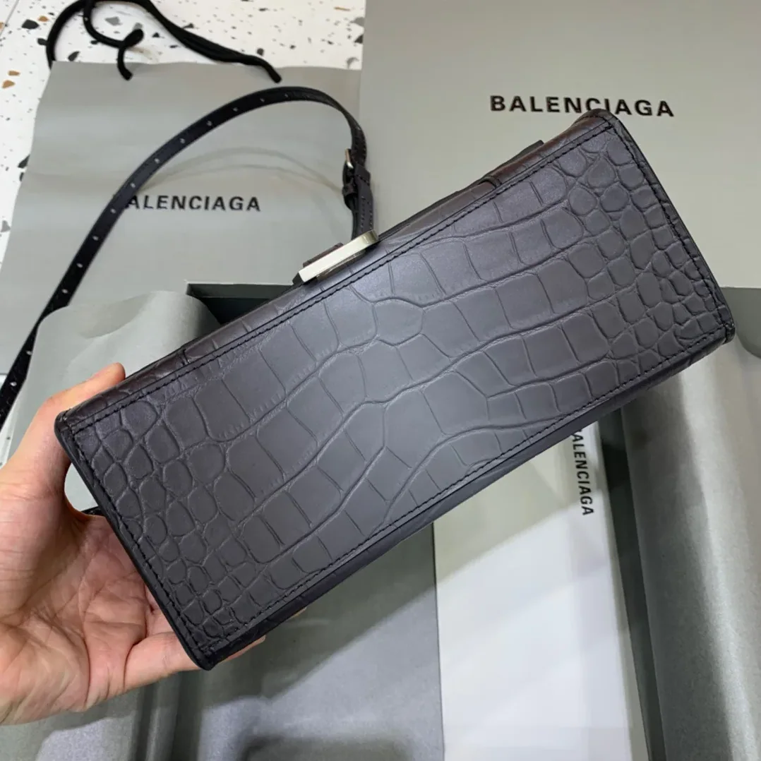 Balenciaga Hourglass Small Handbag In Dark Grey