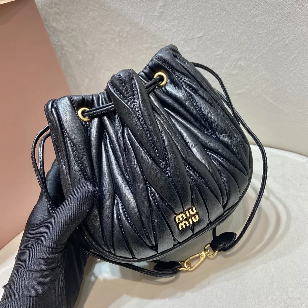 Miu Miu Matelassé Nappa Leather Pouch for Women in Black