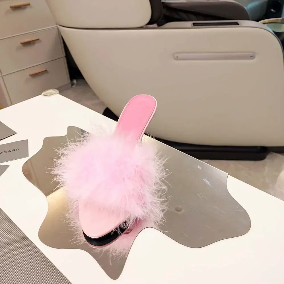 Balenciaga Boudoir 70mm Sandal in Pink Feathers for Women Balenciaga Boudoir 70mm Sandal in Pink Feathers for Women
