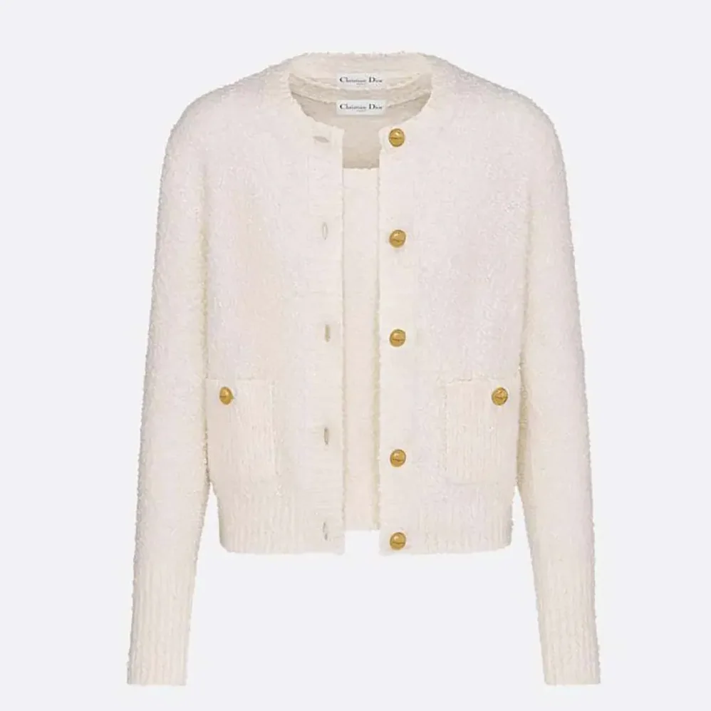Dior Twinset Ecru Cotton and Wool for Women in Blend Knit