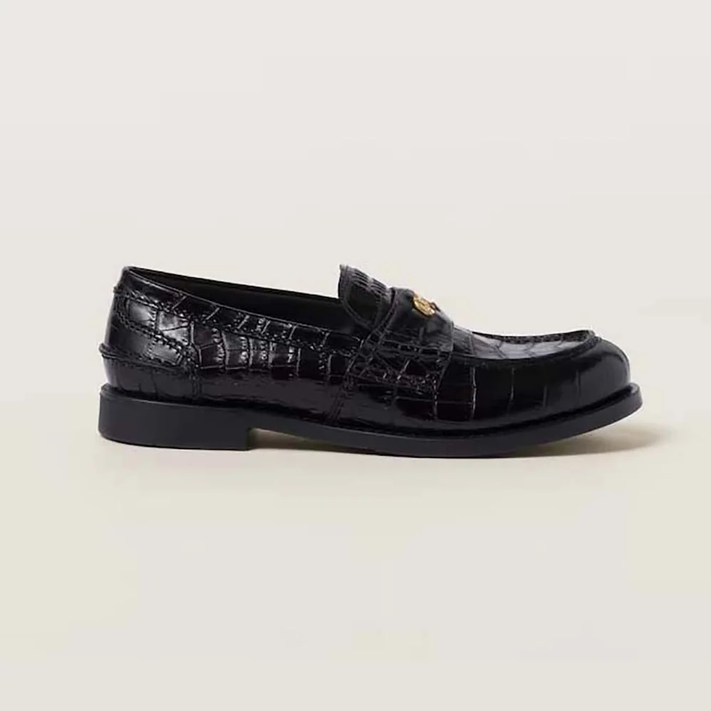 Miu Miu Croco for Women in print Leather Penny Loafers Miu Miu Croco for Women in print Leather Penny Loafers