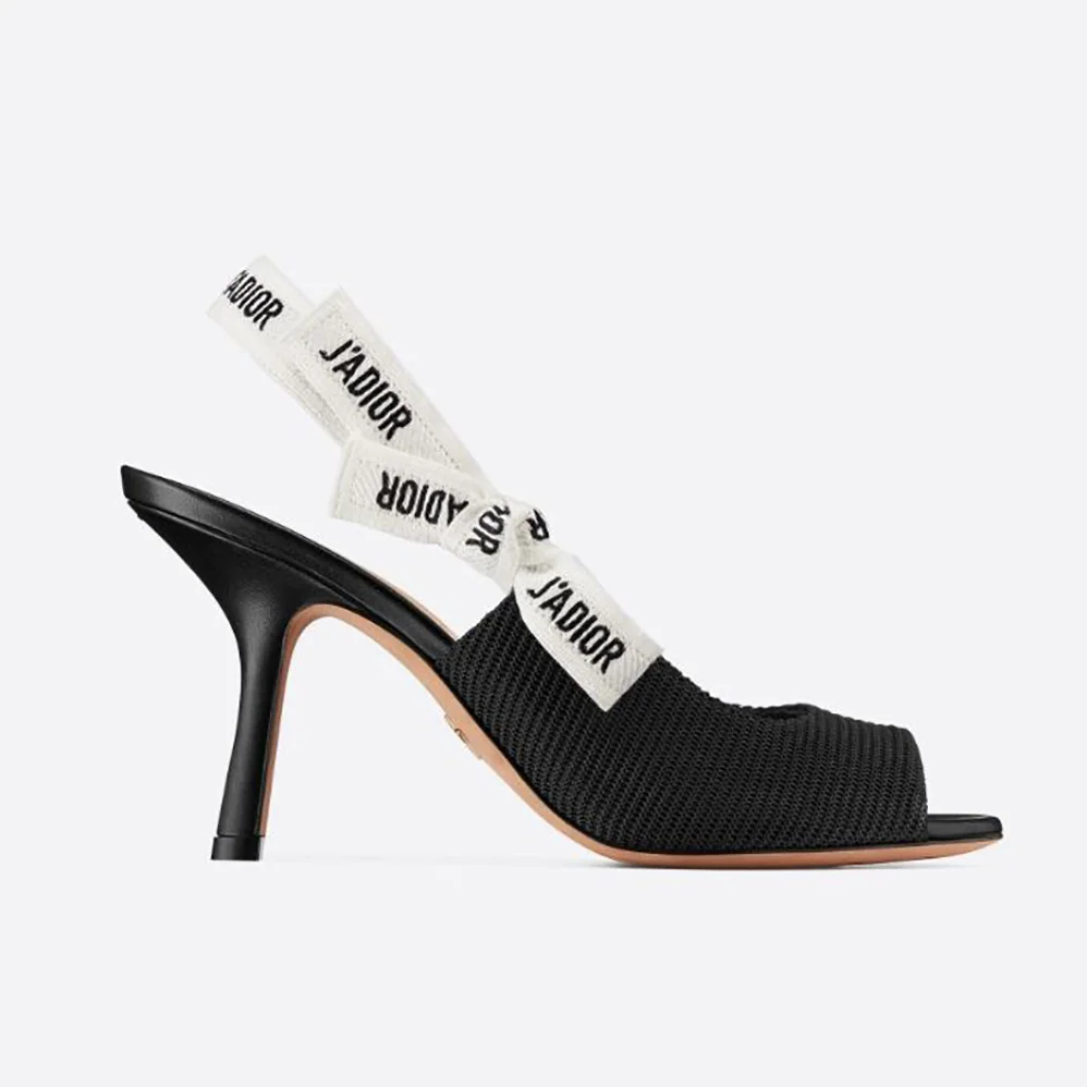Dior J'adior Heeled Sandal Black Technical Fabric in 8.5cm Heel for Women