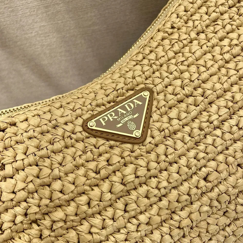 Prada Aimée Large Crochet and Leather Bag for Women Prada Aimée Large Crochet and Leather Bag for Women
