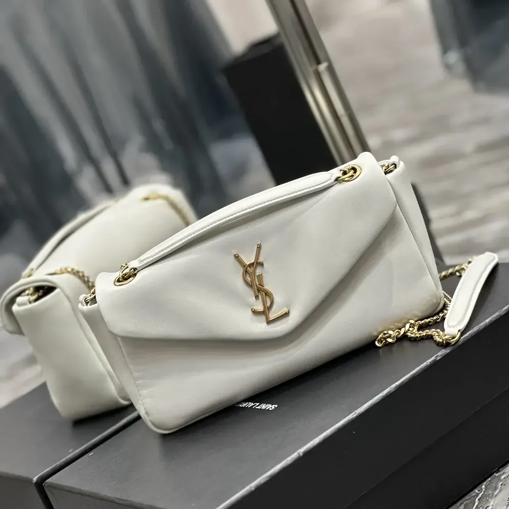 Saint Laurent YSL Calypso in Plunged Lambskin for Women in White