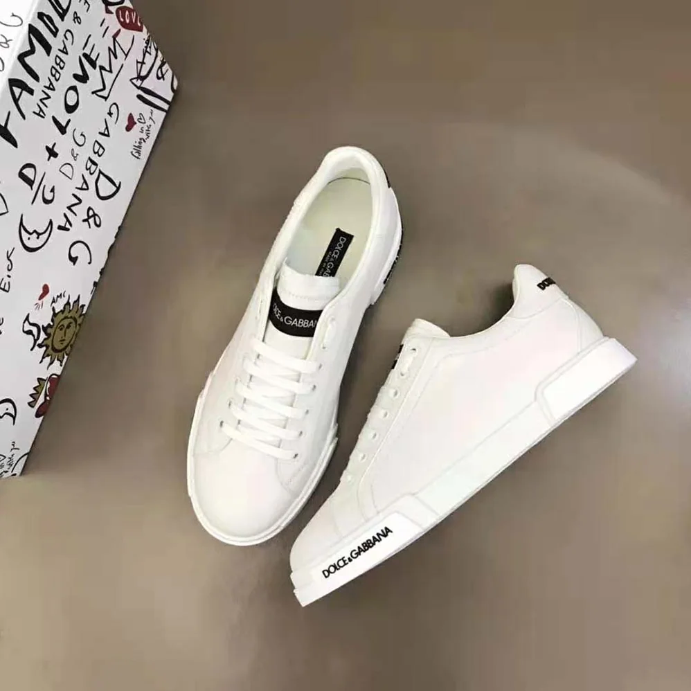 Dolce Gabbana D&G Calfskin Nappa Portofino Sneakers for Unisex in White