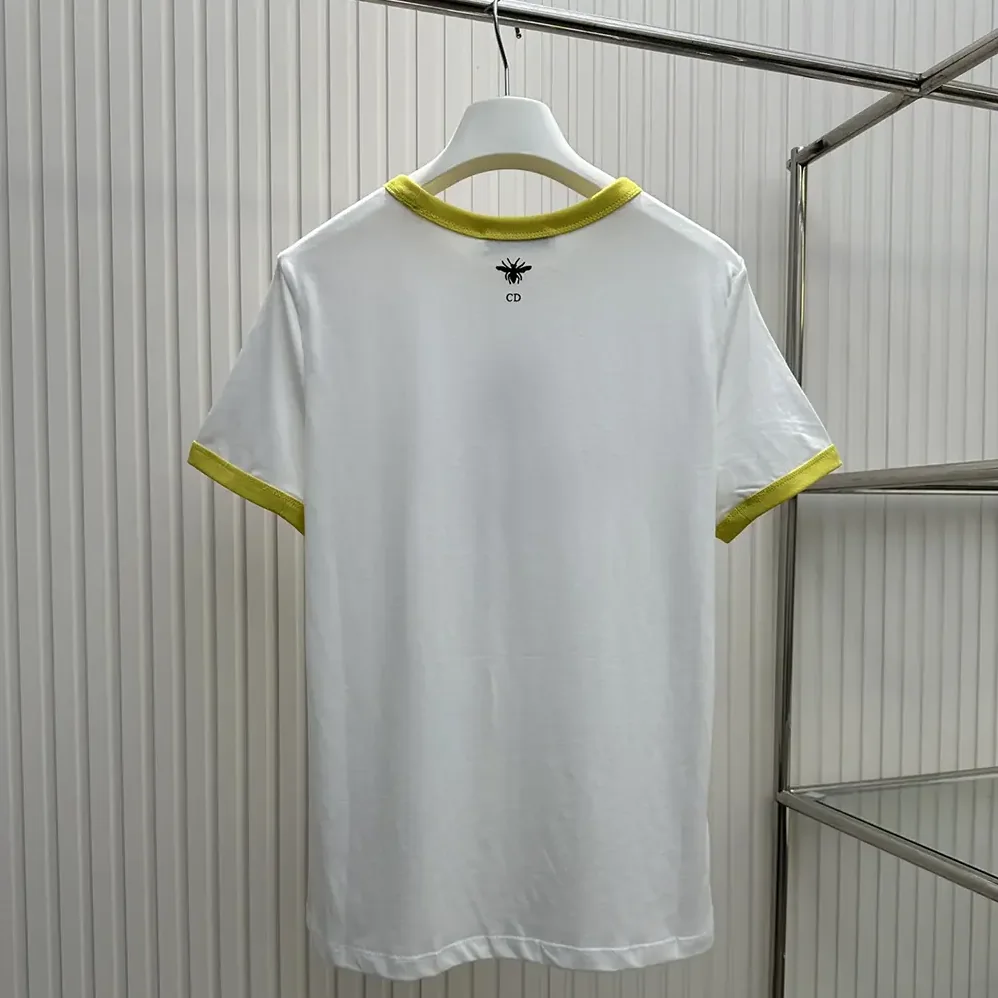 Dior Dioriviera T-Shirt Ecru and Lemon Yellow Cotton Jersey for Women