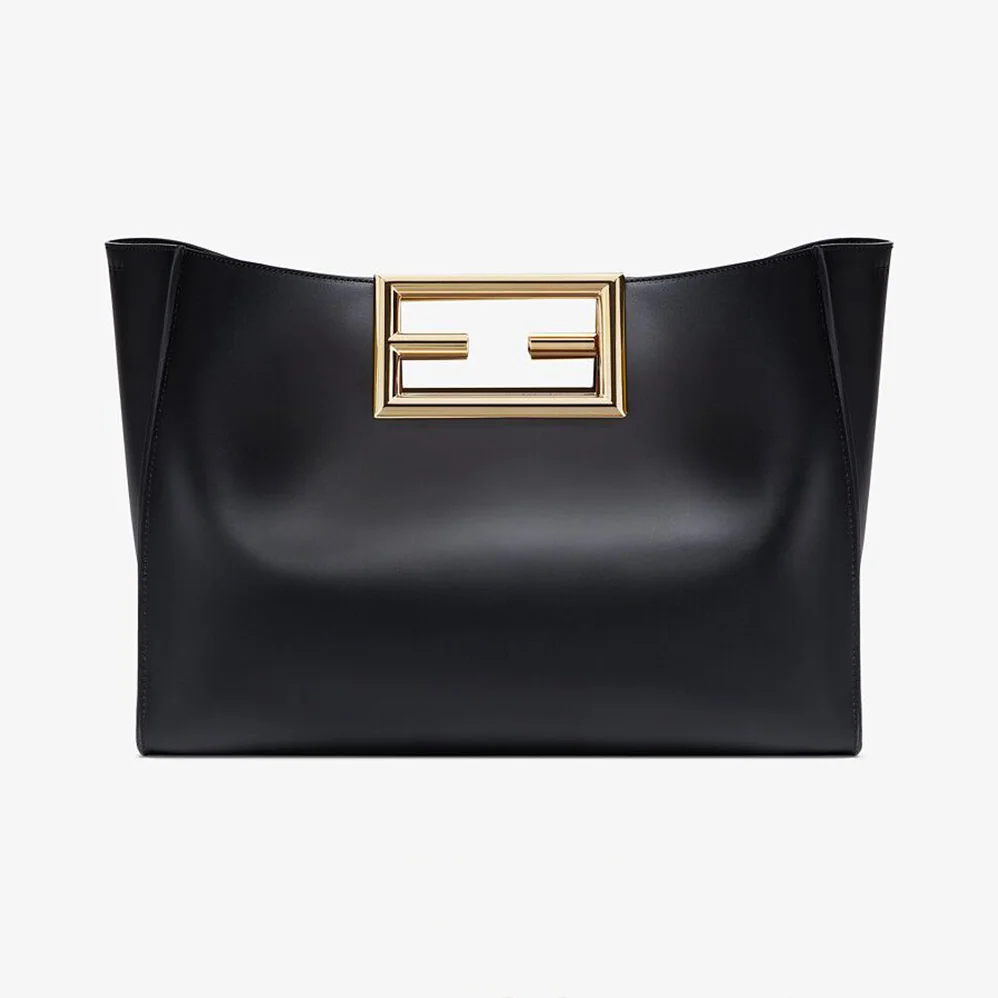Fendi Way Medium Made of Camellia-Colored Leather Bag for Women in Black