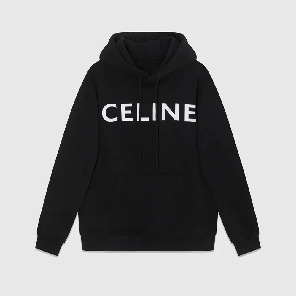 Celine Loose Hoodie in Cotton Fleece for Women in Black Celine Loose Hoodie in Cotton Fleece for Women in Black