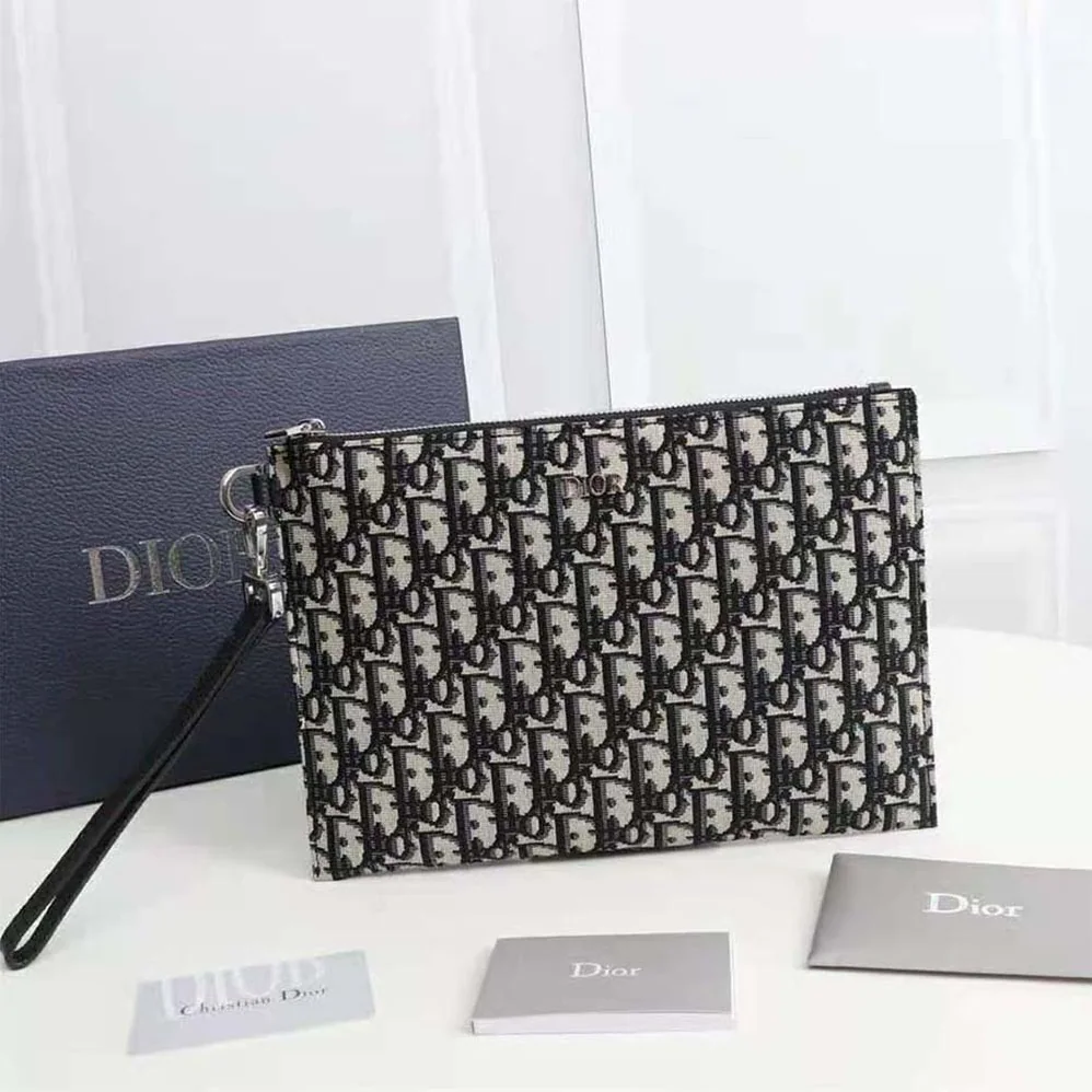 Dior A4 Pouch Beige and Black Dior Oblique Jacquard for Men Dior A4 Pouch Beige and Black Dior Oblique Jacquard for Men