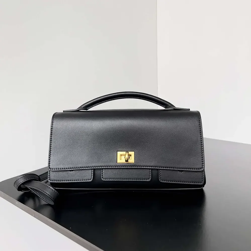 Balenciaga Bel Air Clutch On Strap Small in Black Smooth Calfskin for Women