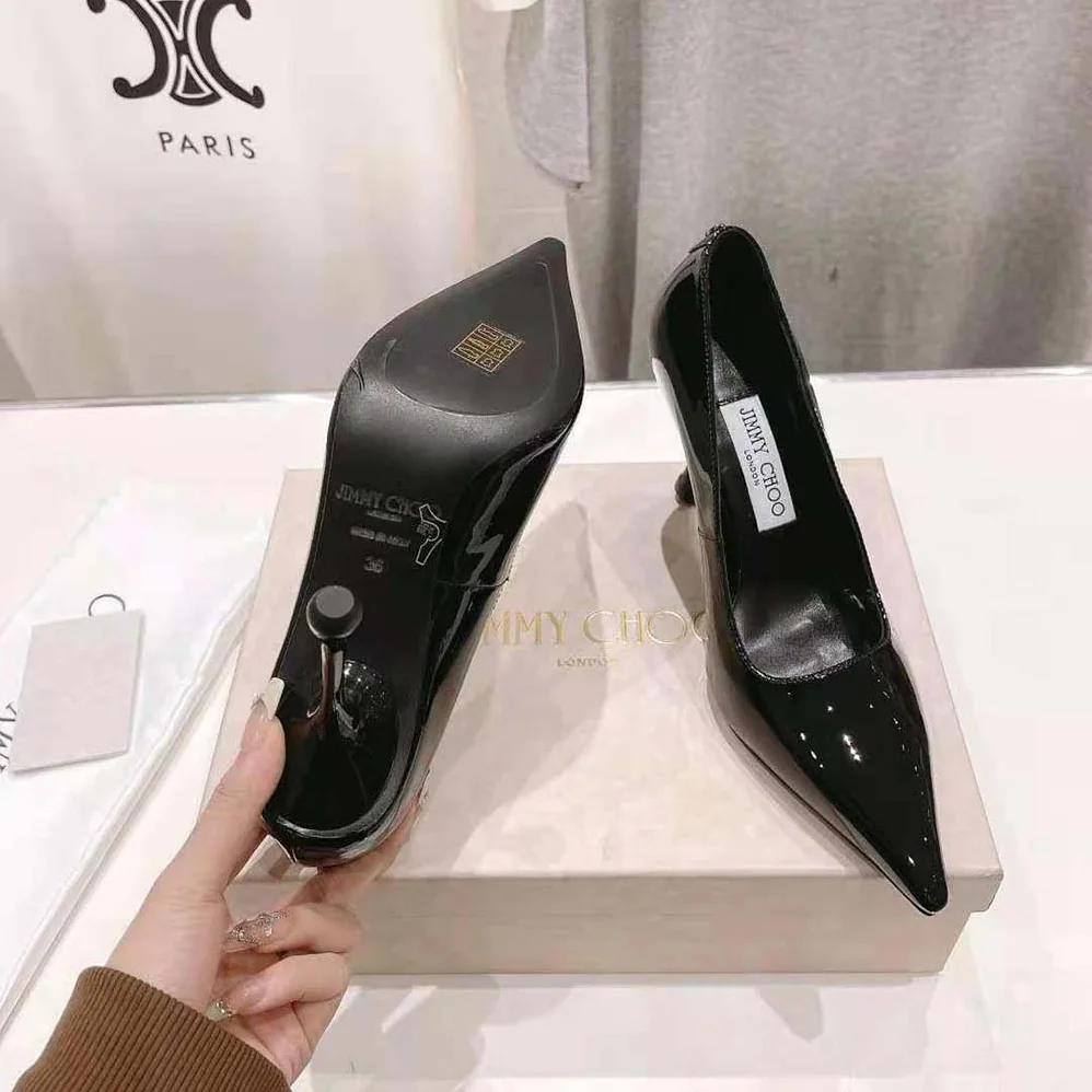 Jimmy Choo Ixia 95 Black Patent Leather Pumps-IXIA95PAT for Women
