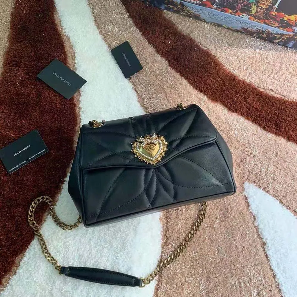 Dolce Gabbana D&G Large Devotion Shoulder Bag in Quilted Nappa Leather for Women Dolce Gabbana D&G Large Devotion Shoulder Bag in Quilted Nappa Leather for Women