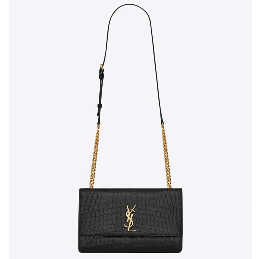Saint Laurent YSL Sunset Medium Supple Crocodile Embossed Leather for Women Saint Laurent YSL Sunset Medium Supple Crocodile Embossed Leather for Women